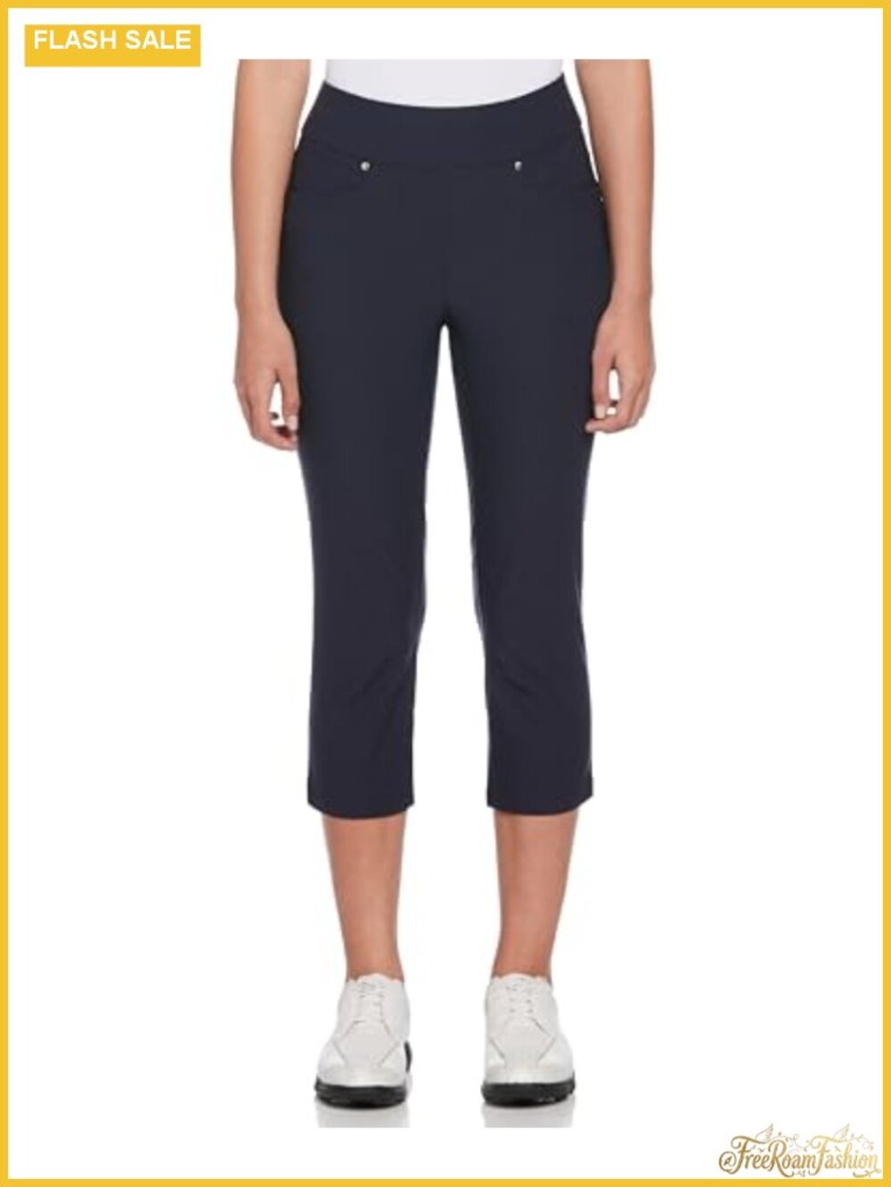 Women's Pull-On Golf Capri Pants Tummy Control Performance Stretch